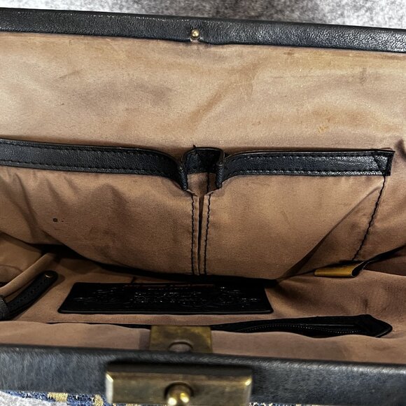 Nine West VTG America Bag Karen Elson Brocade Navy Gold Tapestry Purse Goth Boho - Picture 8 of 15